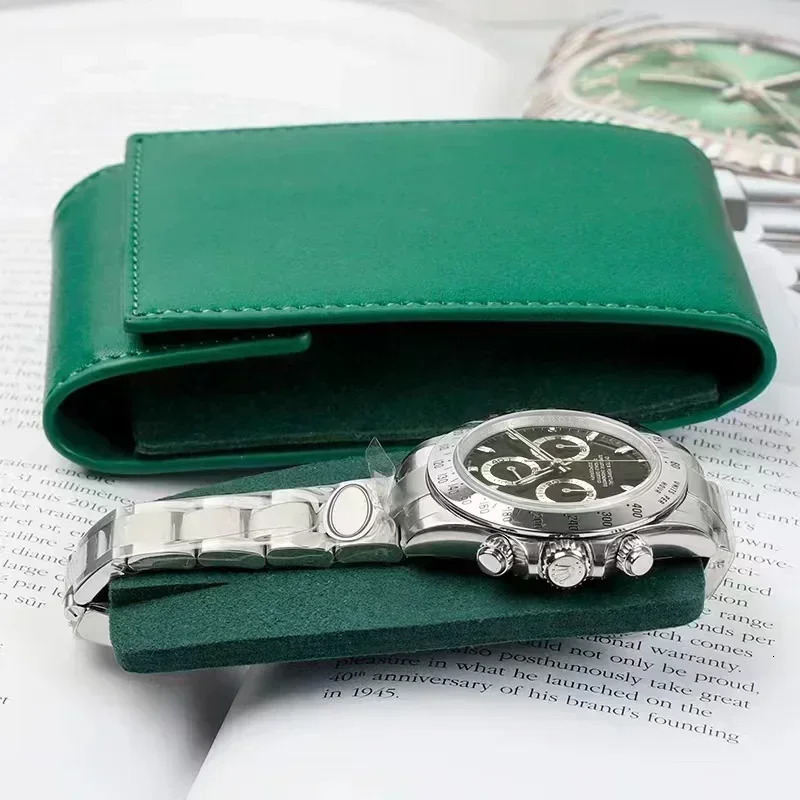 Factory Direct Green Leather Environmental Protection Watch Protective Bag Watch Travel Case Gift Box And Card Can Custom 240428