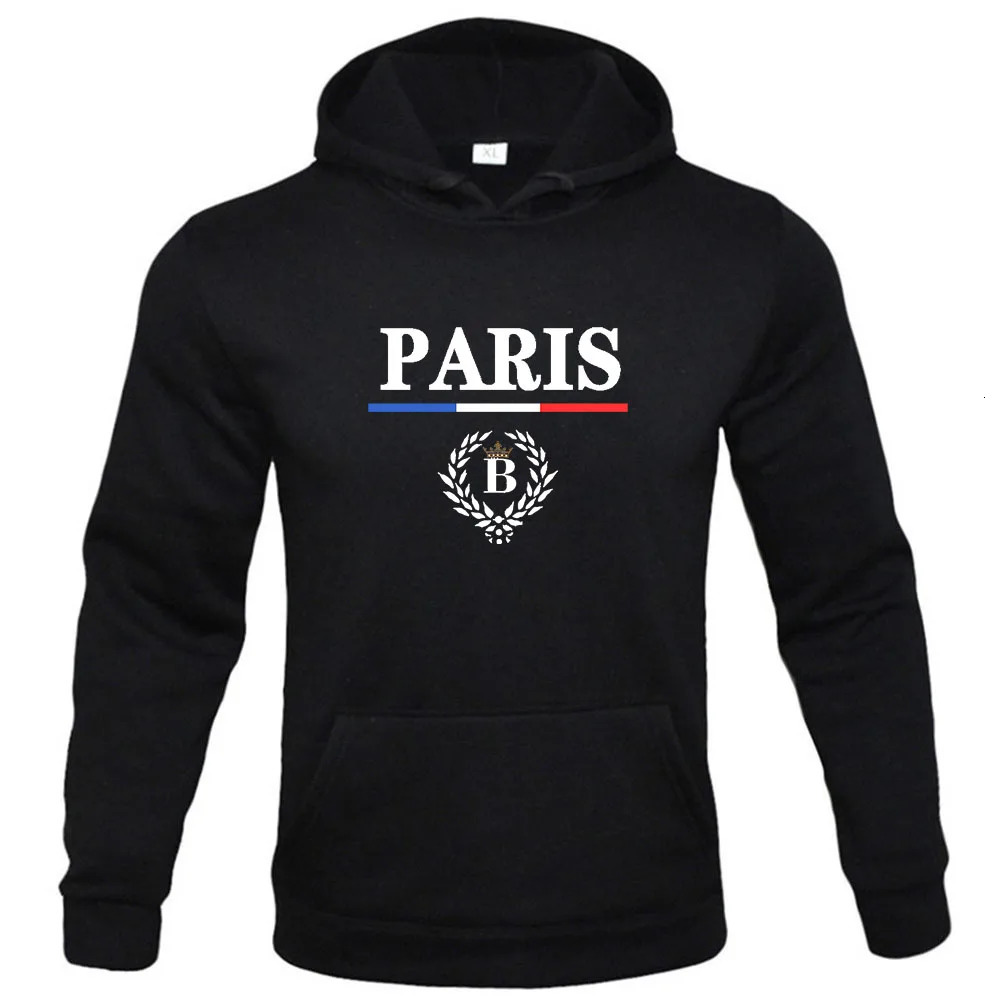 casual sports spring and autumn mens hoodie letter PARIS couple street hiphop leisure loose fitness pullover 240430