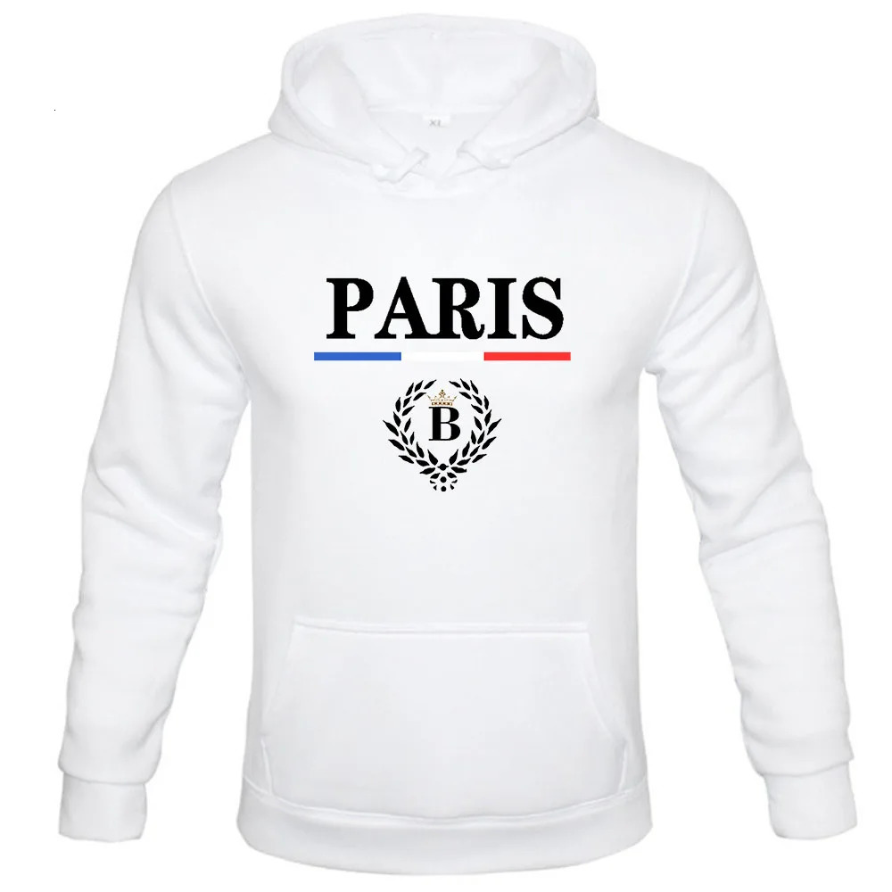 casual sports spring and autumn mens hoodie letter PARIS couple street hiphop leisure loose fitness pullover 240430
