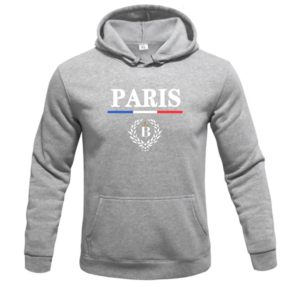 casual sports spring and autumn mens hoodie letter PARIS couple street hiphop leisure loose fitness pullover 240430