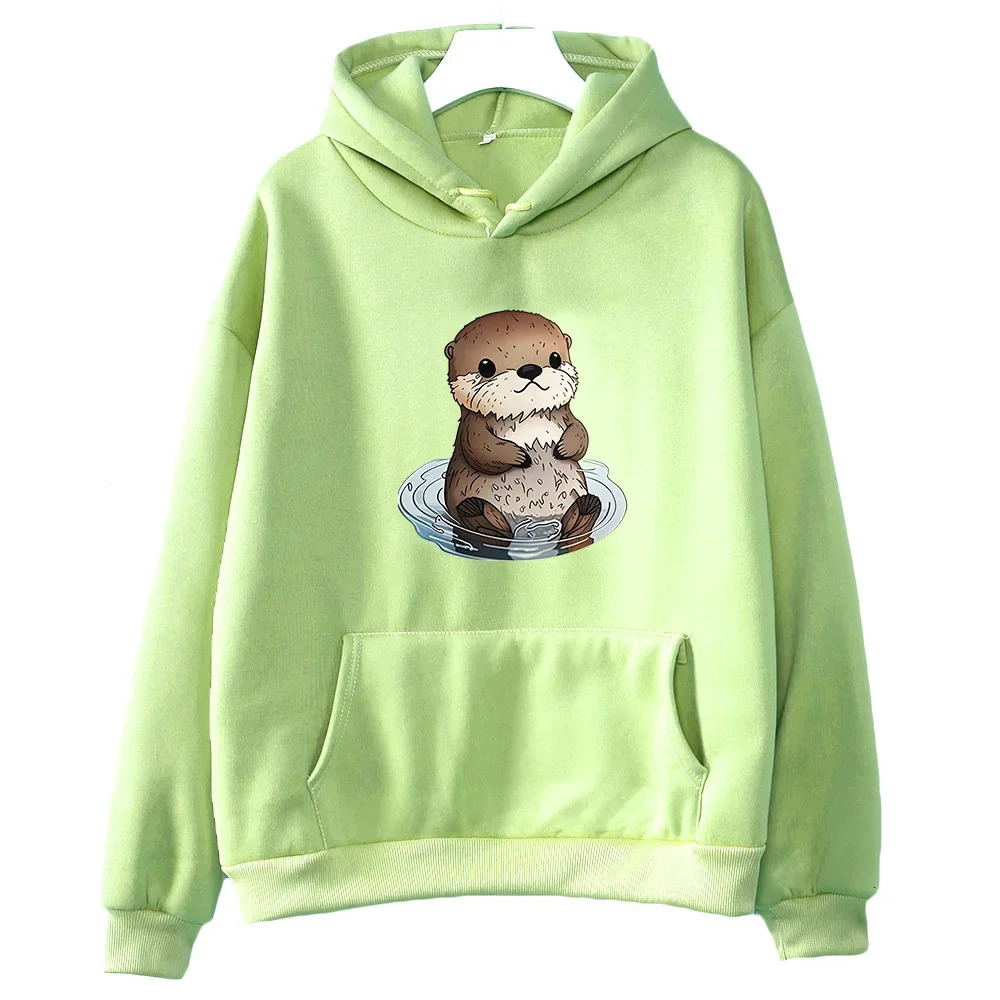 Otters Hoodie Kawaii Animal Sweatshirts Womenmen Cartoon Graphic Autumn Fashion Clothes Loose Fleece Sweatwear Regular 240428