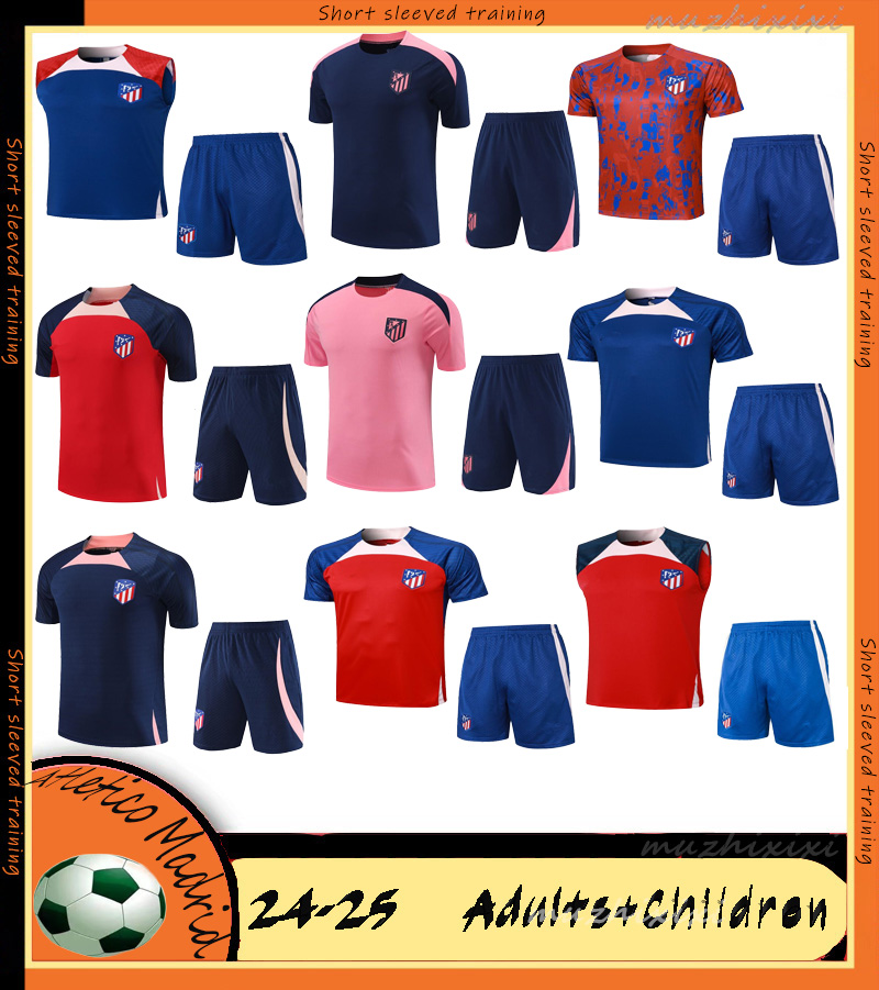 23 24 men kids Atletico madrids tracksuit Soccer Jerseys MORATA GRIEZMANN JOAO FELIX 23/24 Atletico short sleeves training suit Camisetas de futbol Football Shirt