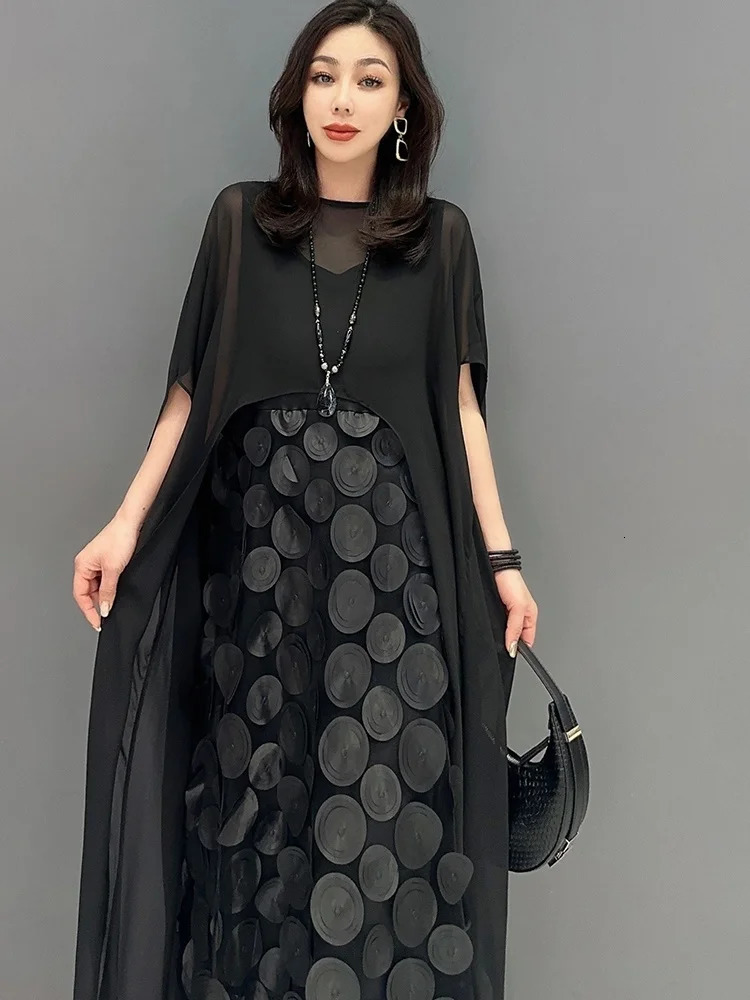 QING MO Summer Korean Tank Top Dress Set Outerwear Two Piece Women Black Matching Suit ZXF2579 240423