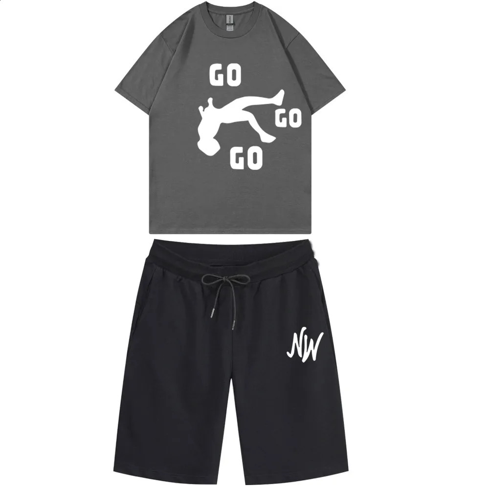 Nidal Wonder Mens Outfits Men Set T-Shirts Shorts Sport Suit Jogging Set Tracksuit Casual Streetwear Cotton Short Sets Men 240429