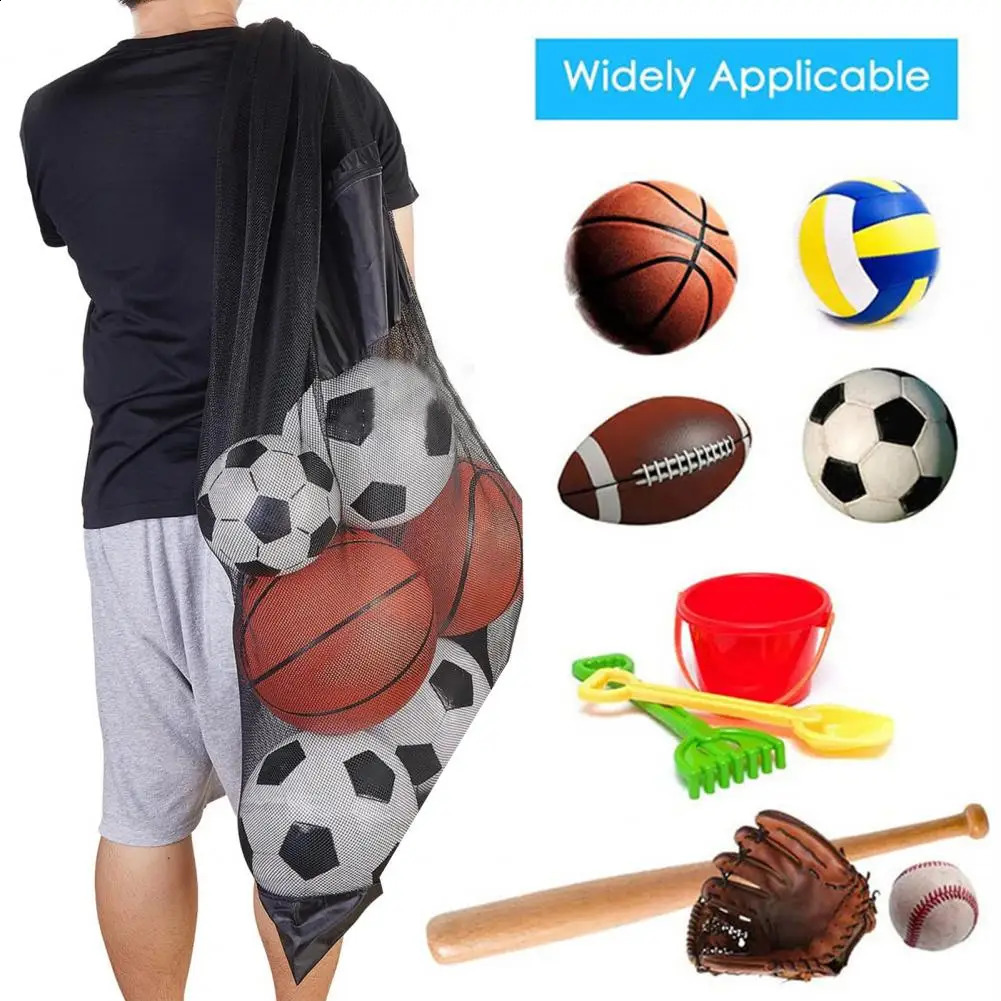 Drawstring Sports Ball Bag Football Mesh Bag Basketball Backpack Football Soccer Volleyball Ball Storage Bags Swimming Gear Bag 240430