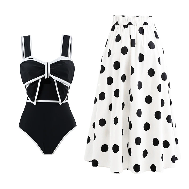Womens Swimwear Red 2024 3 Piece Push Up Bikinis Set Women Vintage Print Bikini Swimsuit Sexy Summer Beach Skirt Bath Suit Dress