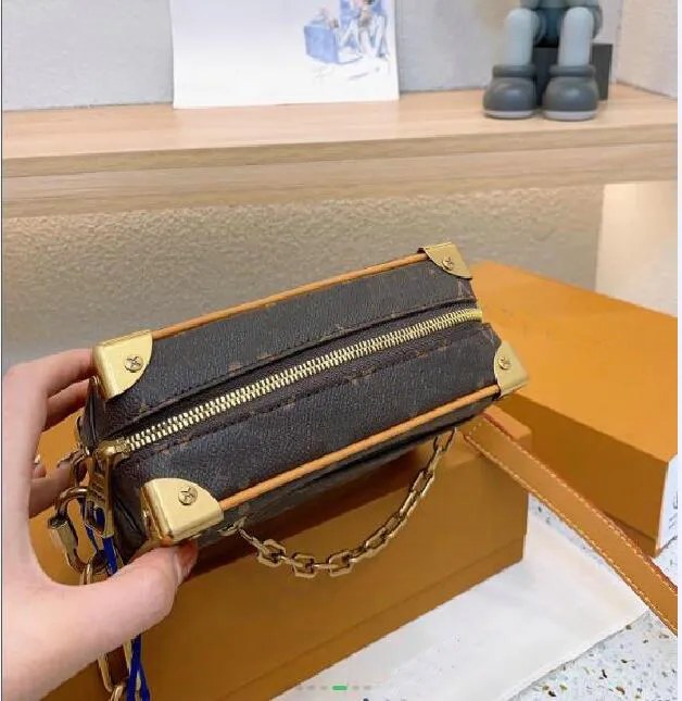 Genuine Leather Designer Mini Trunk Bucket Shoulder Pouch Crossbody Handbag - High Quality Tote Bag Satchel