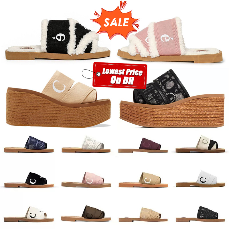 Luxury Sandals Famous Designer Women Slippers Woody Flat Mules Slides Mila Platform Cloud Soft Shoes Embroidered Linen High Heel Sandale Espadrille Wedge Sliders