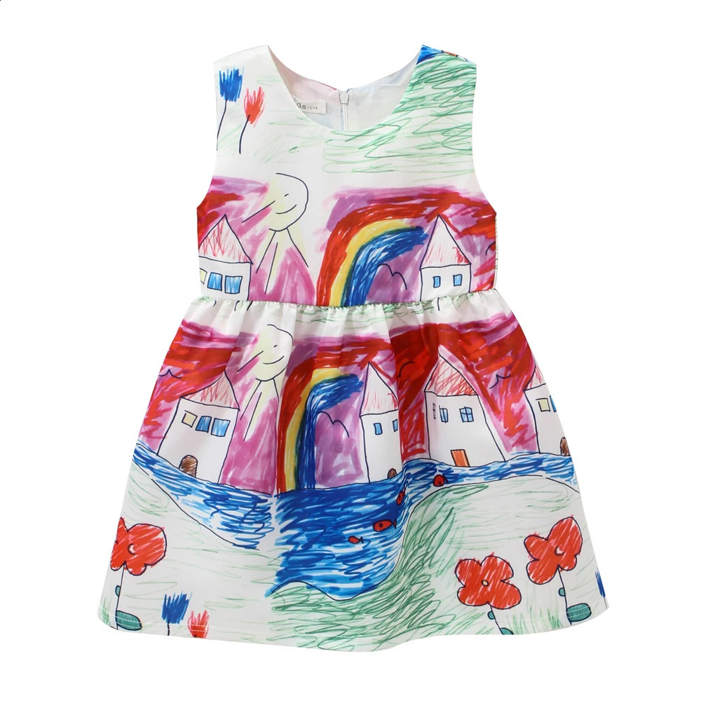 Sanlutoz Princess Baby Kids Girls Dresses Flower Animal Cute Printing Autumn Winter Clothing Fashion Casual Party 240416