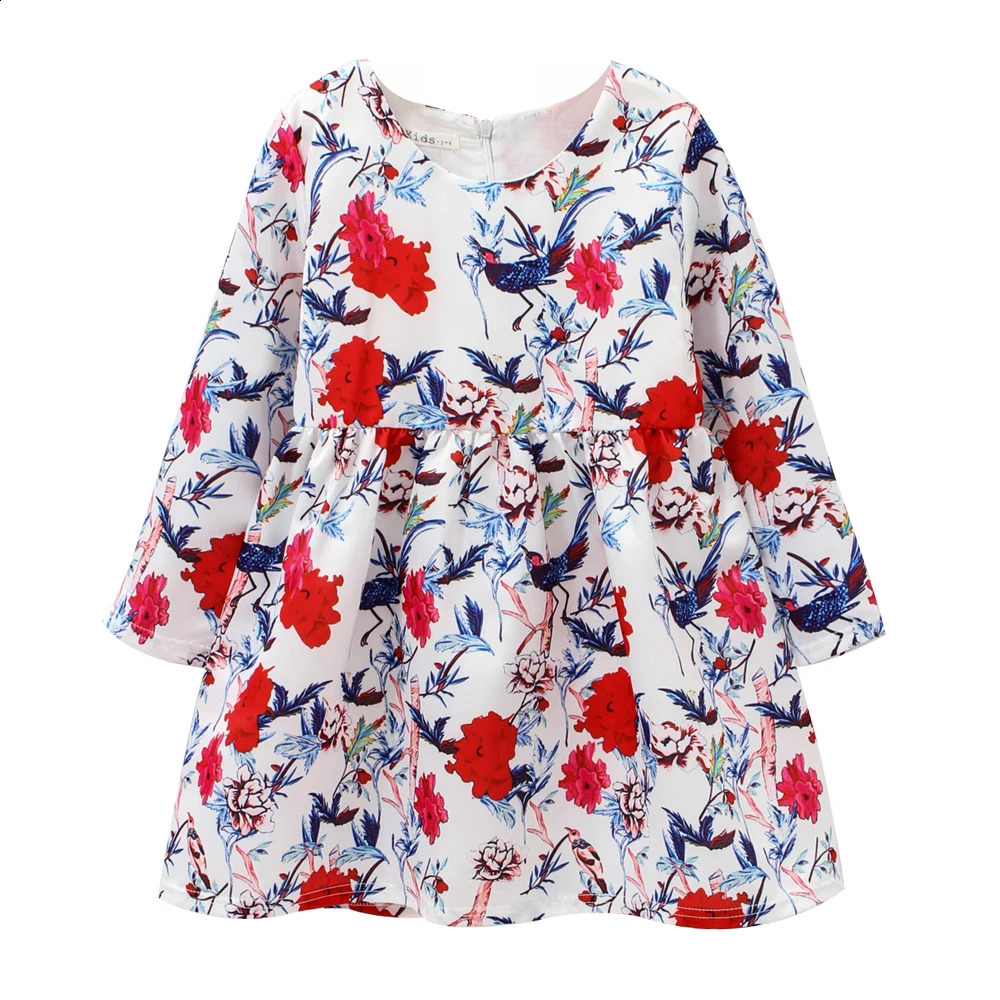Sanlutoz Princess Baby Kids Girls Dresses Flower Animal Cute Printing Autumn Winter Clothing Fashion Casual Party 240416