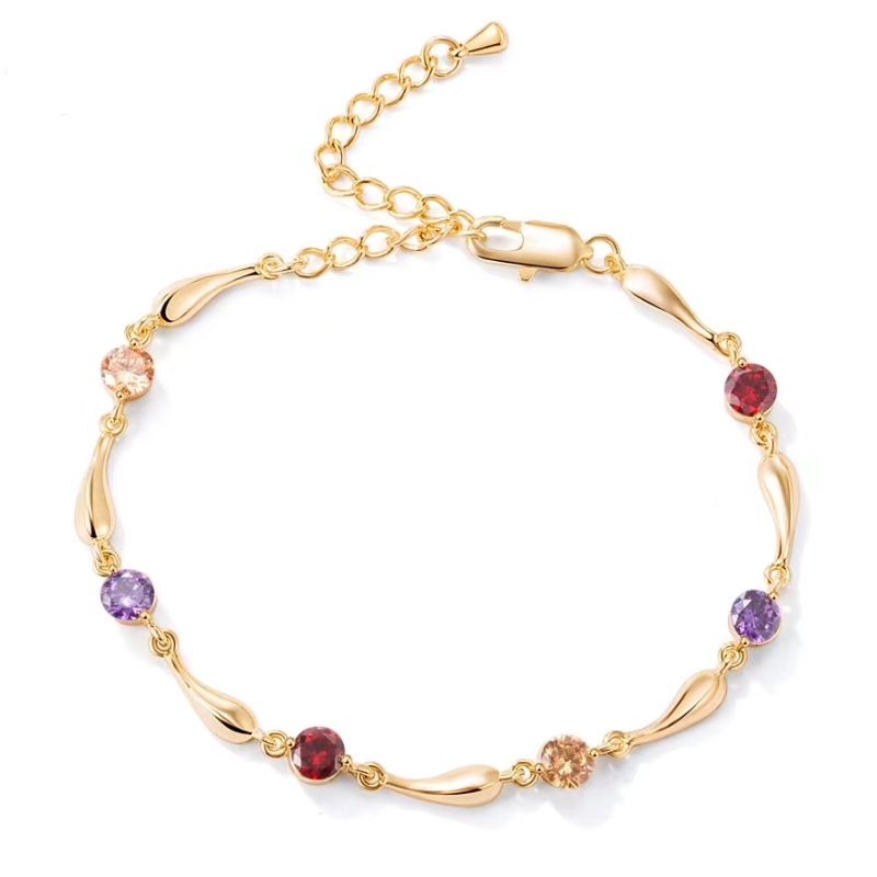 18K Yellow Gold Plated CZ Little Waterdrop Foot Chains Anklets Link For Girls Women For Wedding P