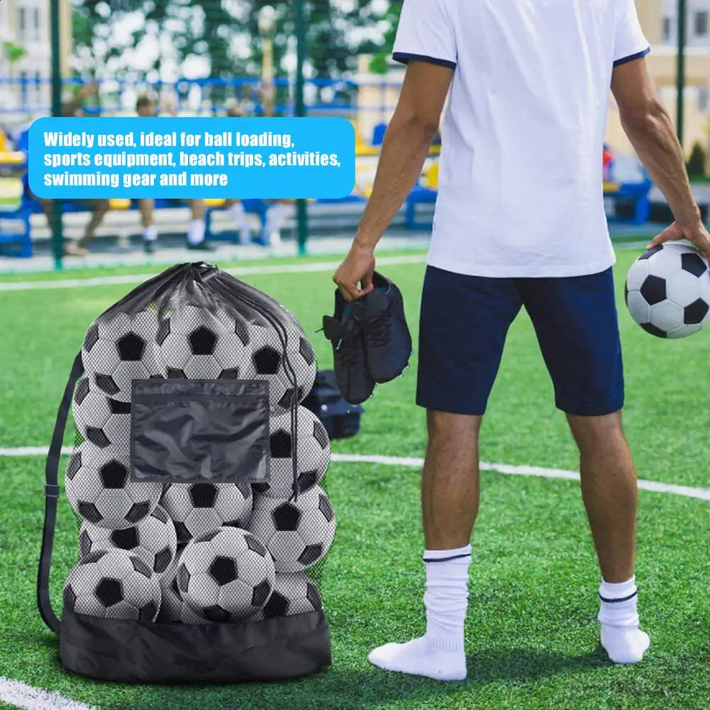 Drawstring Sports Ball Bag Football Mesh Bag Basketball Backpack Football Soccer Volleyball Ball Storage Bags Swimming Gear Bag 240430