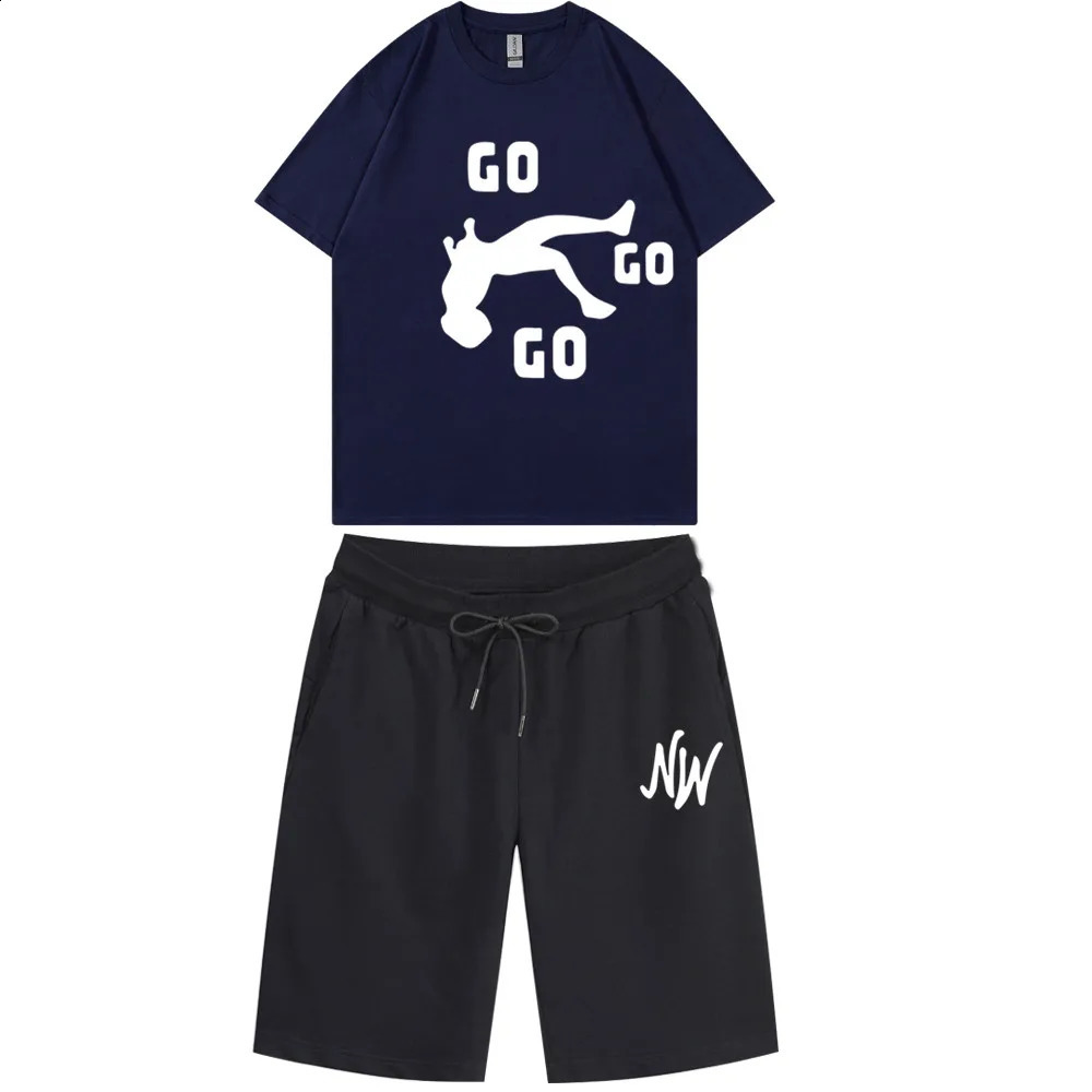 Nidal Wonder Mens Outfits Men Set T-Shirts Shorts Sport Suit Jogging Set Tracksuit Casual Streetwear Cotton Short Sets Men 240429