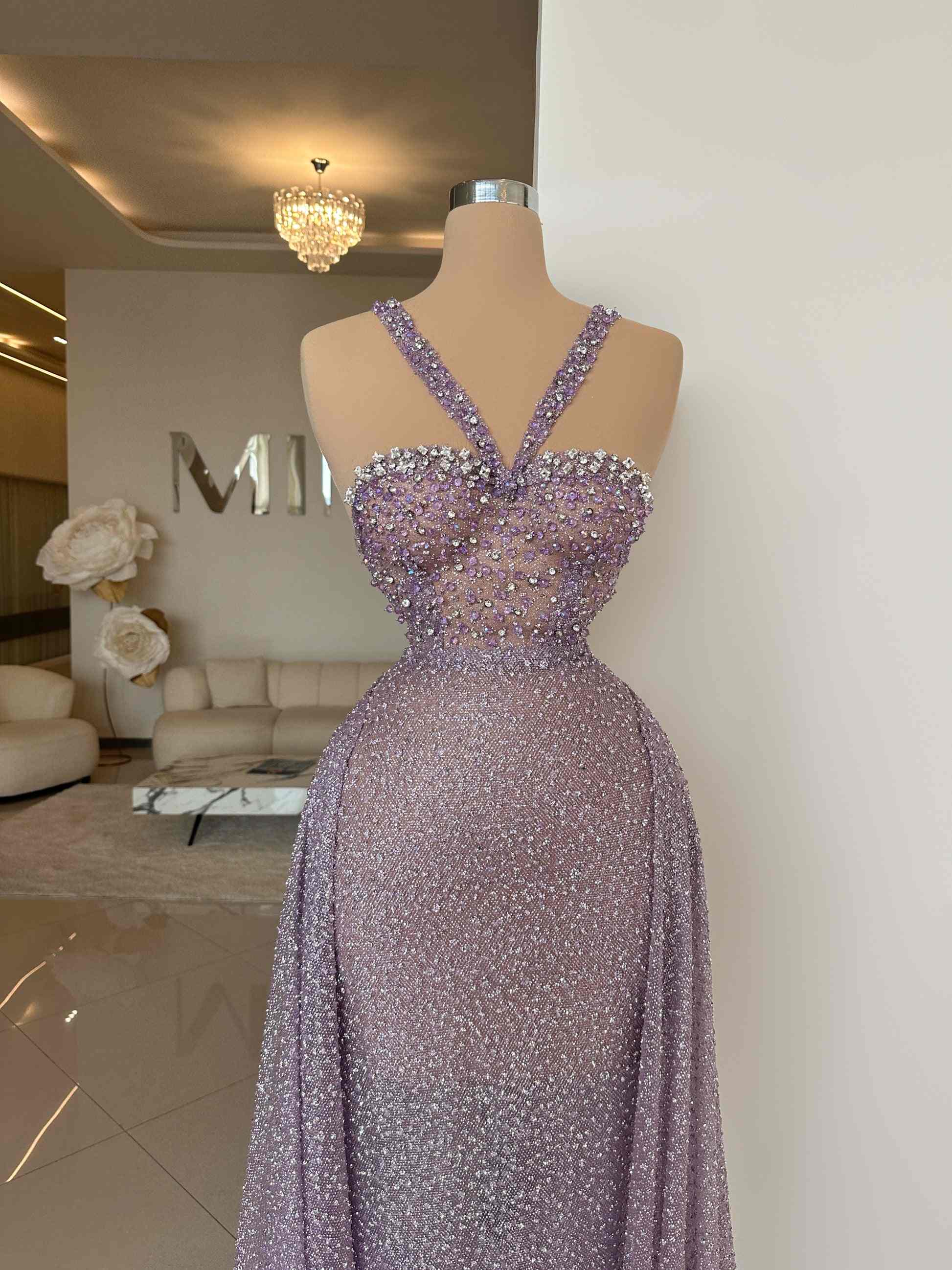 Sparkling Mermaid Prom Dresses Sleeveless Sweep Dress Lace Appliques Beaded Crystal Strapless Gown Celebrity Evening Dresses Plus Size Custom Made L24