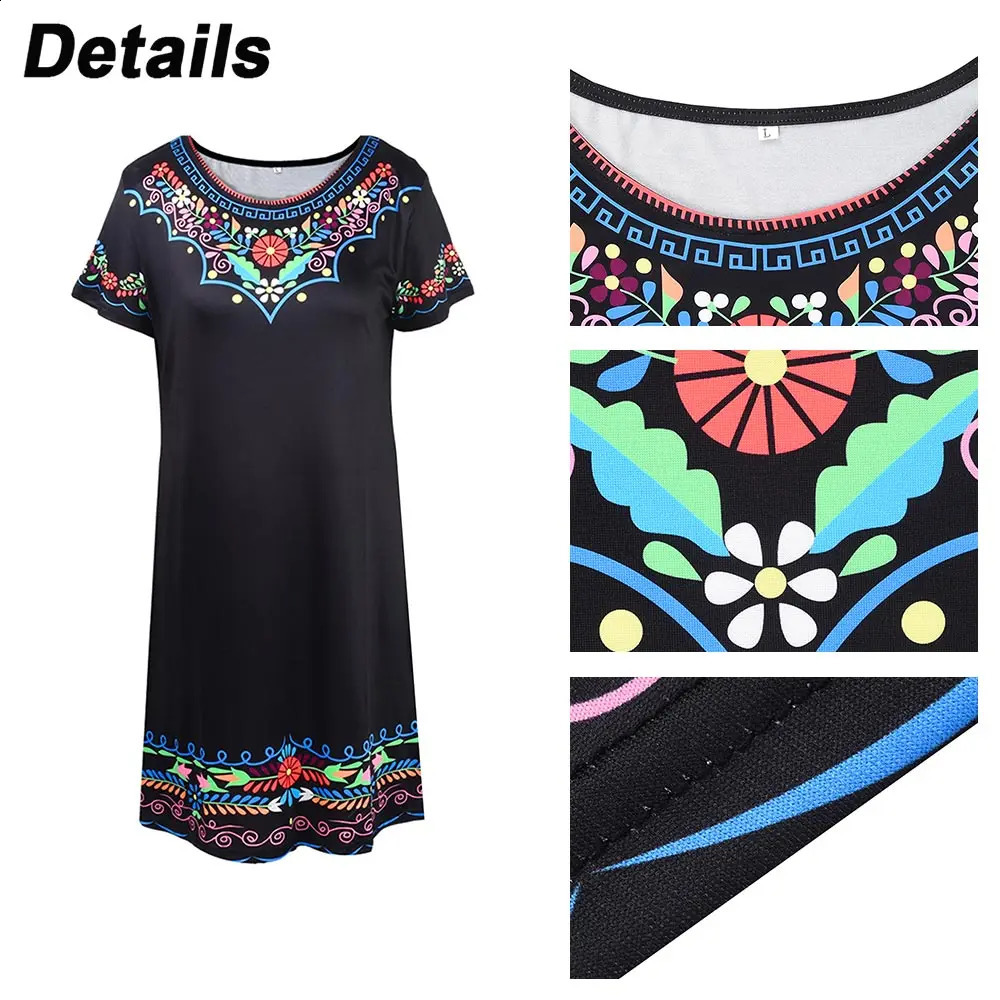 M3XL Vintage Elegant Ethnic Dress for Women 2023 Summer Loose Bohemian Beach Midi Casual Female Clothing Pullover Skirt 240416