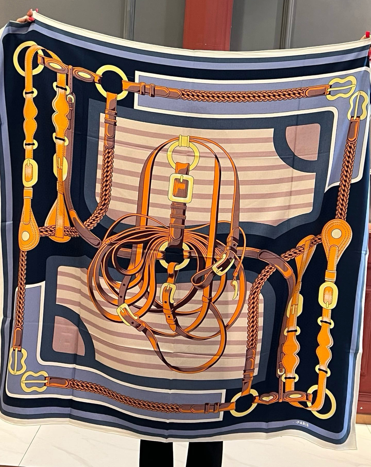 140CM Silk Cashmere Scarf Women Hand Rolled Shawls H Letters Print Square Scarves Wraps Lady Bandana Big Hijabs Female Foulards Horse carriage