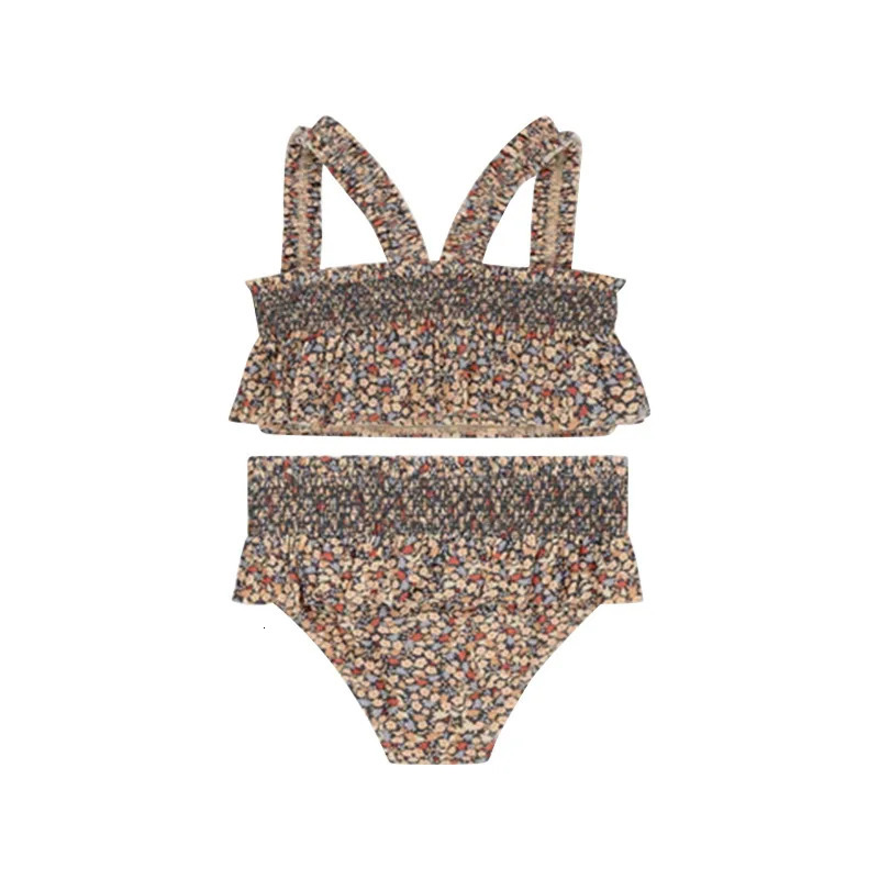 Floral Separate Swimsuit for Girls Swimwear Print Elasticity Unicorn Two-piece Childrens Swimsuit for A Girl Child Swimsuits 240430