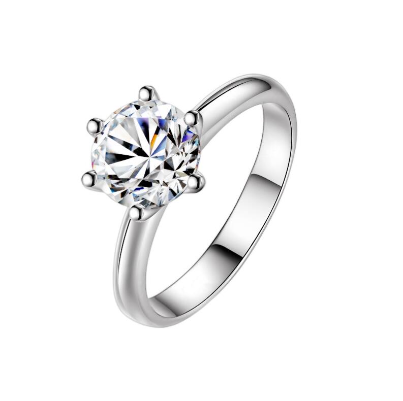 1CT Moissanite Classical Six Claw Wedding Rings Jewelry Sterling Sier Round Cut Moissanite Dia Gemstones Party Women Solitaire Engagement Band Ring Gi