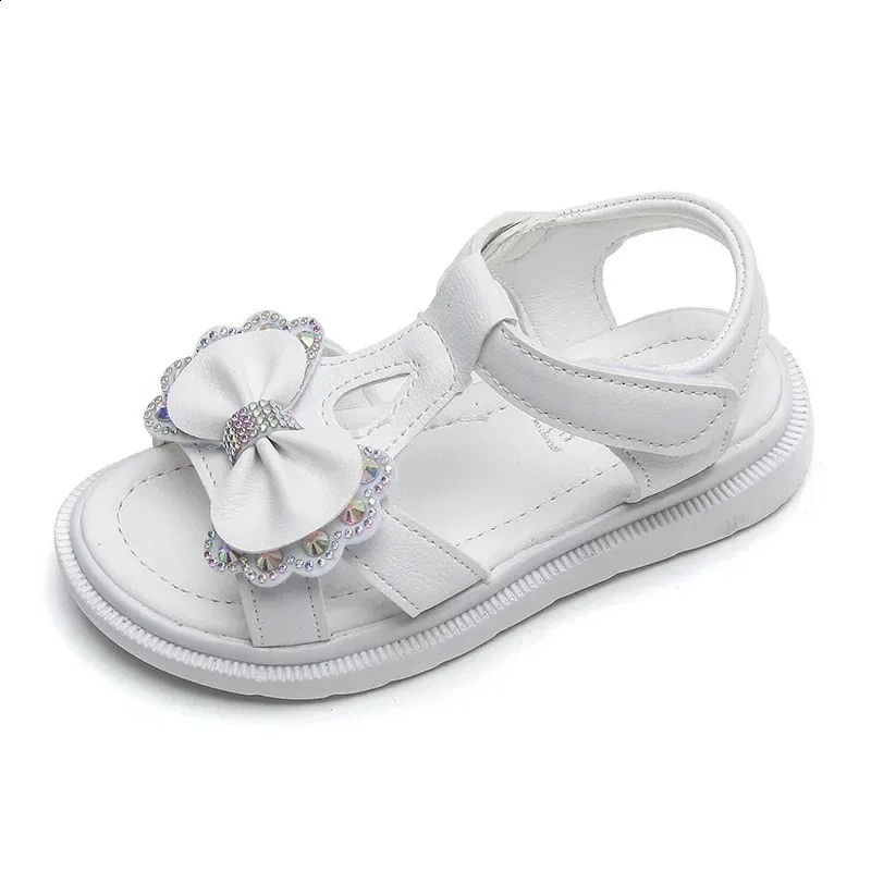 Girls Sandals Kid Summer Sweet Party Princess Beach Shoes Cute Bowknot Soft Sole Flat 240420