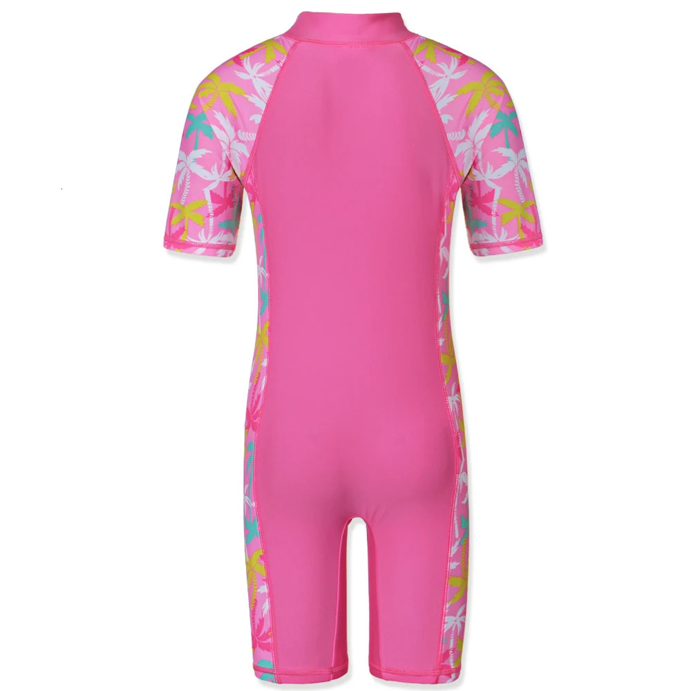 BAOHULU 1-11 Yrs Kids Swimwear Girls Short Sleeve Swimsuit One Piece UPF50 Rash Guard Baby Girl Swimwear Children Surf Suit 240430
