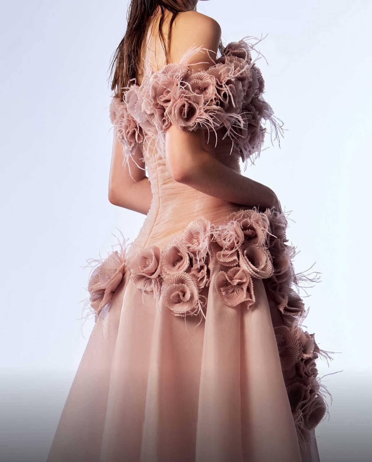 Elegant Mermaid Prom Sleeveless Flower Design Off The Shoulder Ruffles Tiered Floor Length Celebrity Evening Dresses Plus Size Custom Made L24687 0508