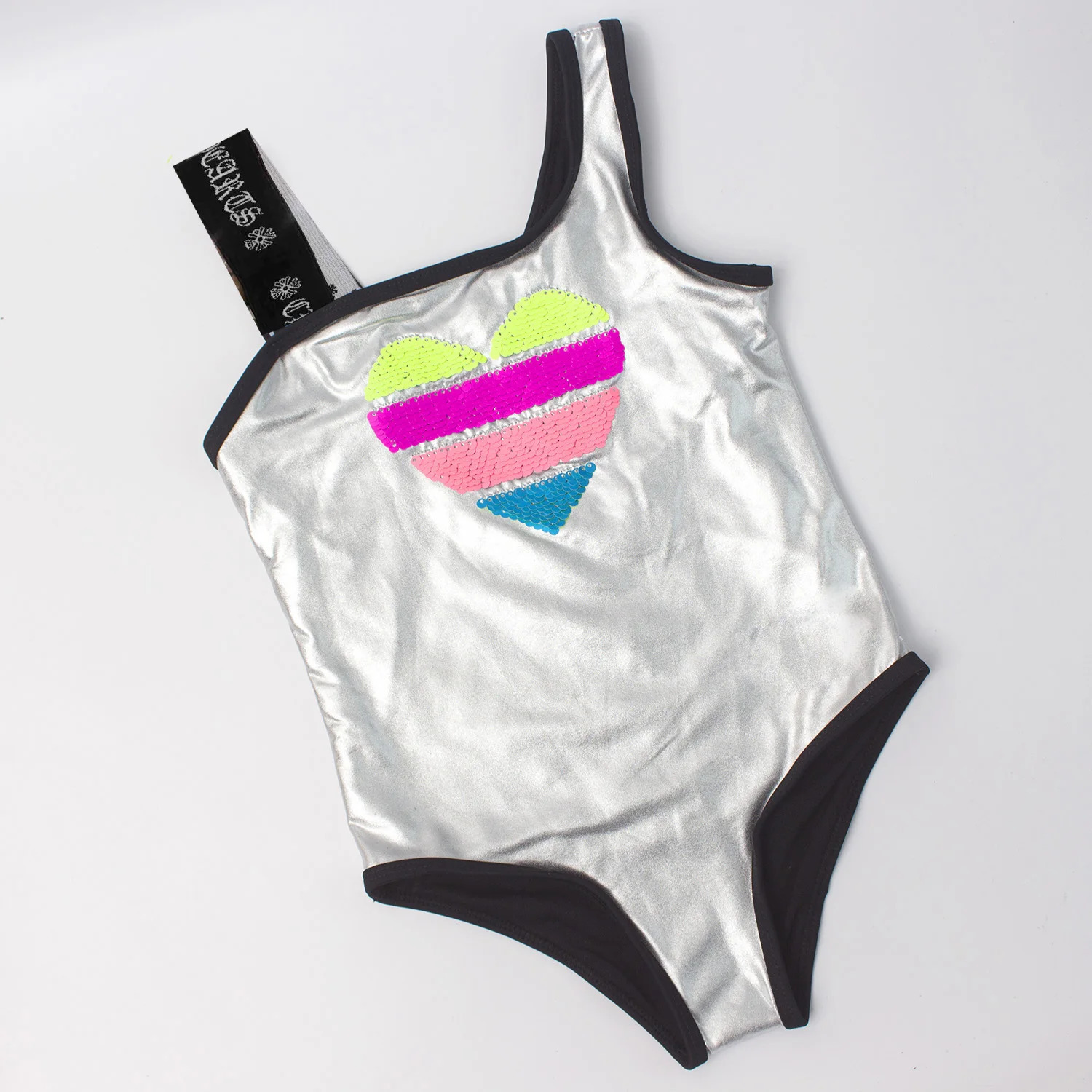 Heart Sequins Baby Girls One Piece Swimsuit Child Bathing Suit 3-8 Years Girl Monokini Kids Simming Suit Children Swimwear 240430