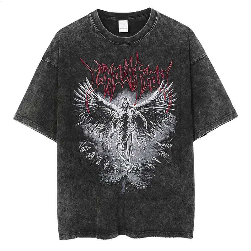 Anime Cartoon Graphic T-shirt y2k Harajuku High Street Fashion Men Women T Shirt Clothes Quality Cotton Oversized Black Tees 240429