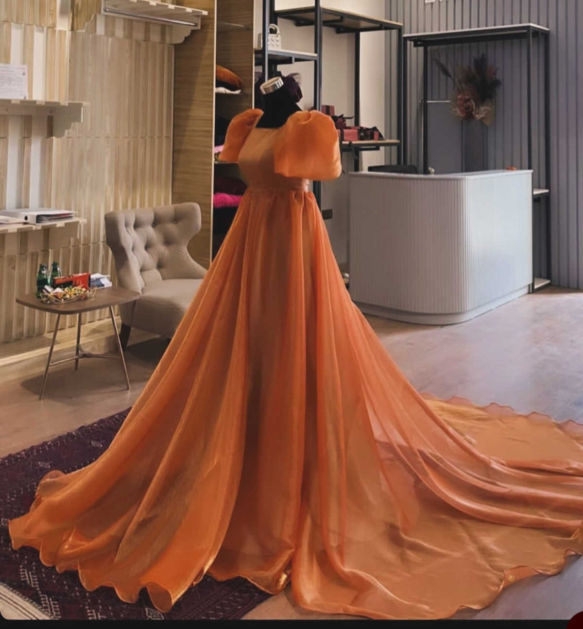 Classic Mermaid Prom Square Juliet Short Sleeve Sweep Train Ruffles Empire Celebrity Evening Dresses Plus Size Custom Made L24680 0431