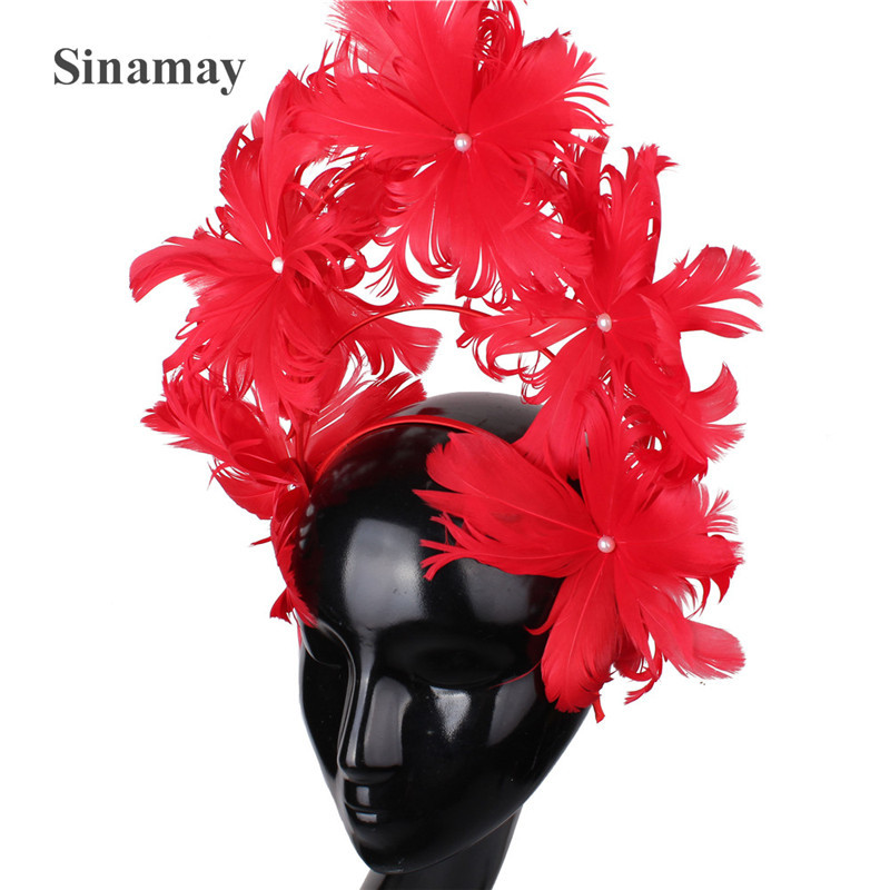 2024 Florals Feather Pearls Bridal Headbands Fashion Elegant Hand Made Bride Wedding Accessories Headpieces