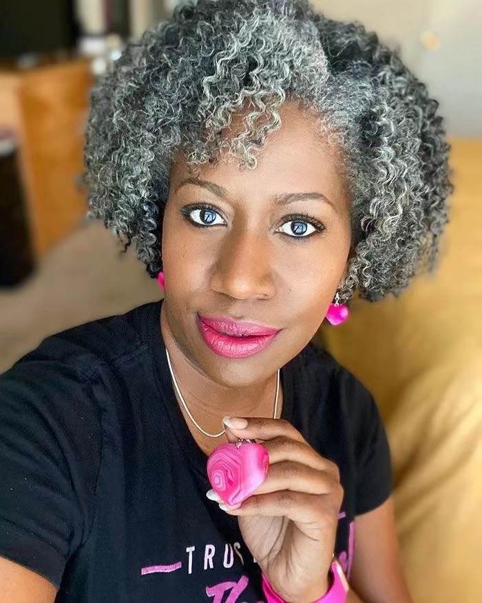 Salt & pepper short gray silver glueless kinky curly wigs pixie bob human hair wigs for black women machine made no lace breathable real natural grey