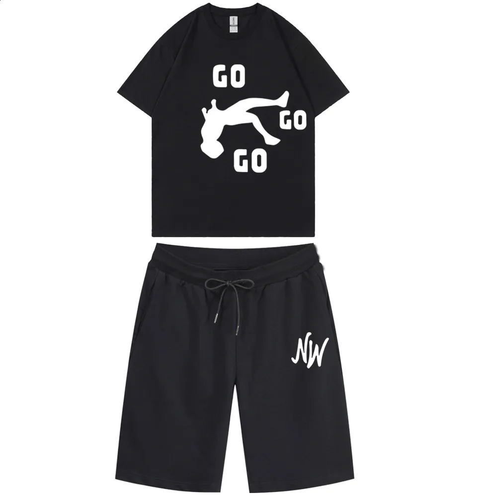 Nidal Wonder Mens Outfits Men Set T-Shirts Shorts Sport Suit Jogging Set Tracksuit Casual Streetwear Cotton Short Sets Men 240429