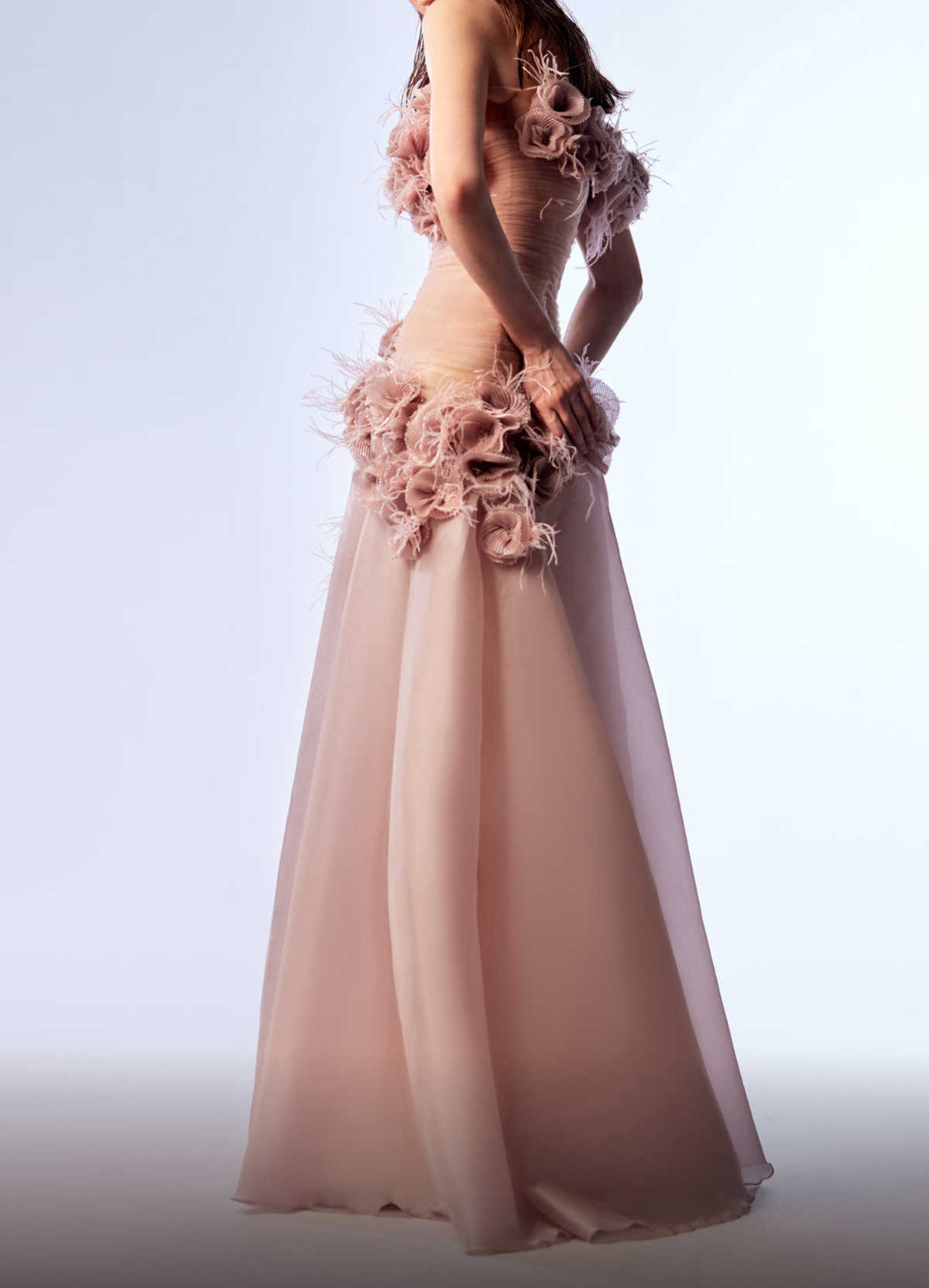 Elegant Mermaid Prom Sleeveless Flower Design Off The Shoulder Ruffles Tiered Floor Length Celebrity Evening Dresses Plus Size Custom Made L24687 0508