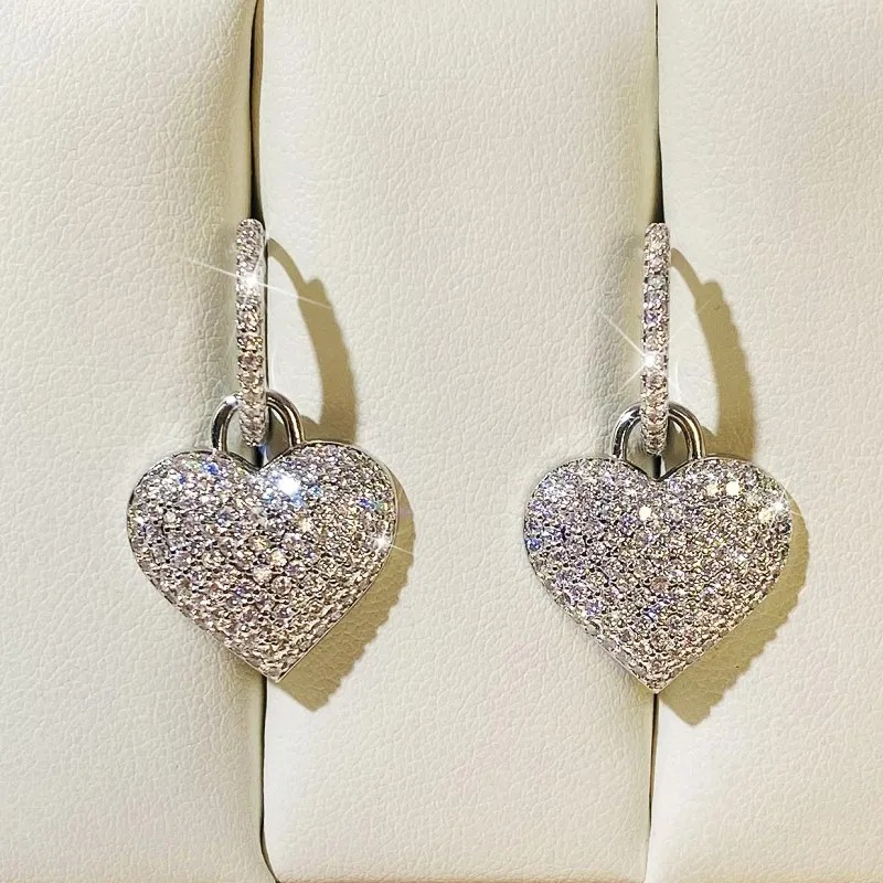 Dangle Earrings: 2024 Sterg Sier Heart Drop Jewelry