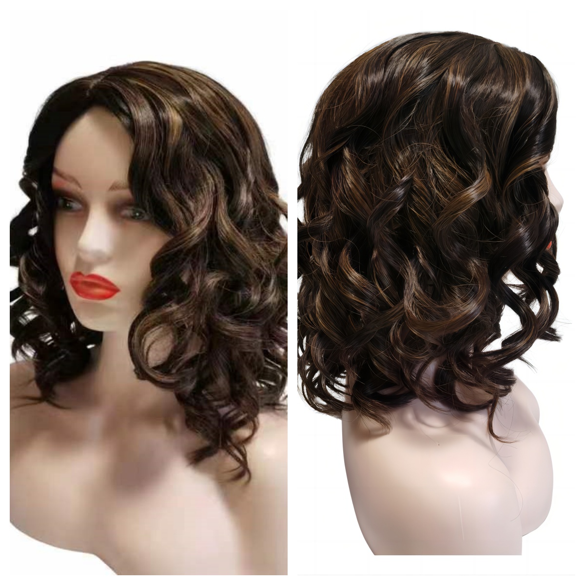 Fashion Human Hair Wig For Women 16 Inch Glam Curl Spanish Grace Wave Brown Wigs Brazilian Deep Wave Frontal Wig Synthetic Drag Queen Sassy Curl
