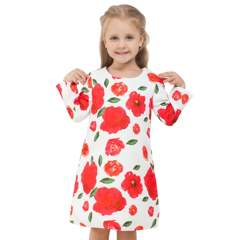 Sanlutoz Princess Baby Kids Girls Dresses Flower Animal Cute Printing Autumn Winter Clothing Fashion Casual Party 240416