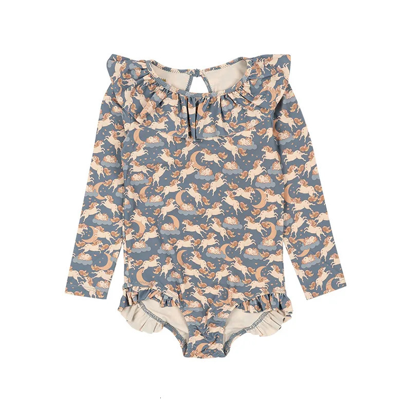 Floral Separate Swimsuit for Girls Swimwear Print Elasticity Unicorn Two-piece Childrens Swimsuit for A Girl Child Swimsuits 240430