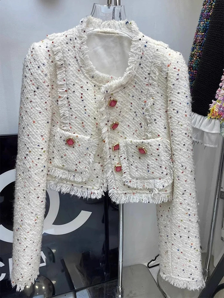 French Vintage Small Fragrant Short Jackets For Women 2024 Autumn Winter Elegant Fashion Tweed Coats Casual Outerwears Chaquetas 240424