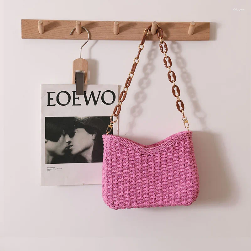 Free Shipping Shoulder Bags Women Straw Bag Solid Color Wicker Rattan Large Capacity Seaside Vacation Beach Purse Woven Handbags Designer Bag Luxury B