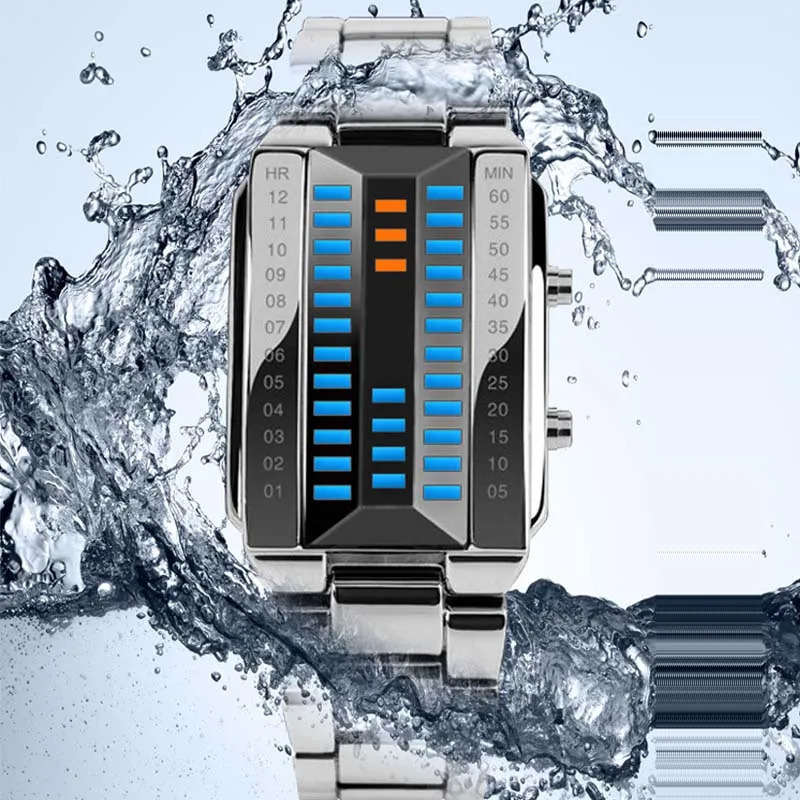 Fashion Binary Led Watch Women Men Sports Watches Multifunctional Electronic Bracelet Watches Couple Watch Reloj Mujer 240428