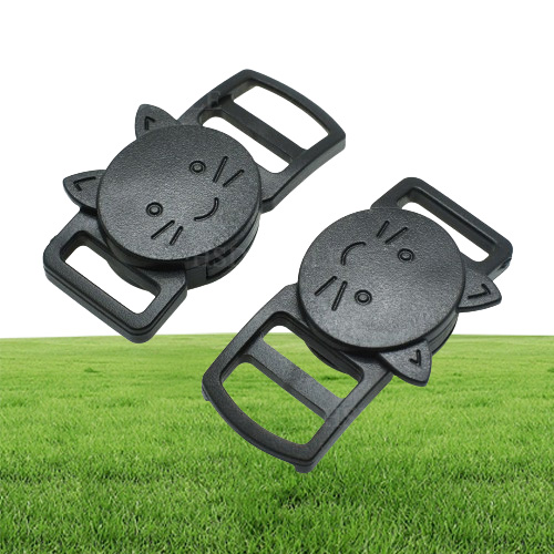50pcslot 38quot10mm Plastic Curved CatHead Safty Breakaway Buckle Black Cat Collar Paracord Webbing Apparel Accessories