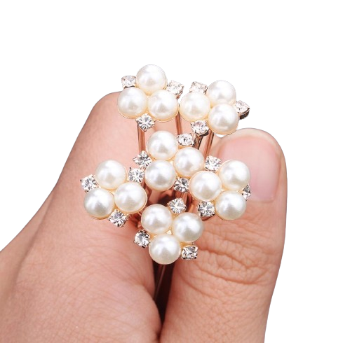 Rose Gold 6PCSlot Wedding Accessories Bridal Pearl Hairpins Flower Crystal Pearl Rhinestone Hair Pins Clips Bridesmaid Women Hair