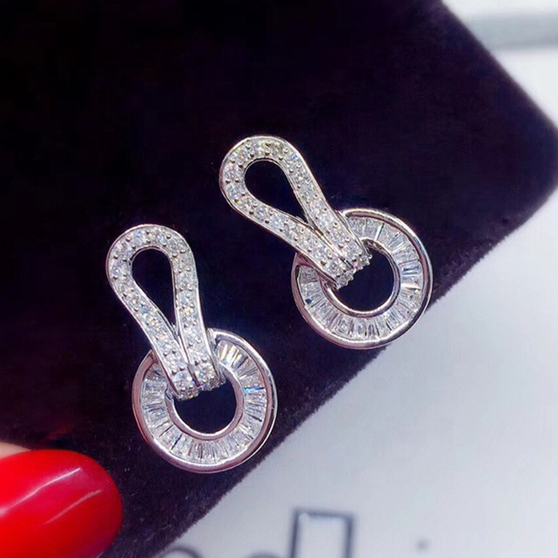 Ins Sparkling Stud Earring Drop Ship Luxury Jewelry 925 Sterling Silver T Princess Cut White Topaz CZ Diamond Gemstones Party Women Wedding Earring Gi