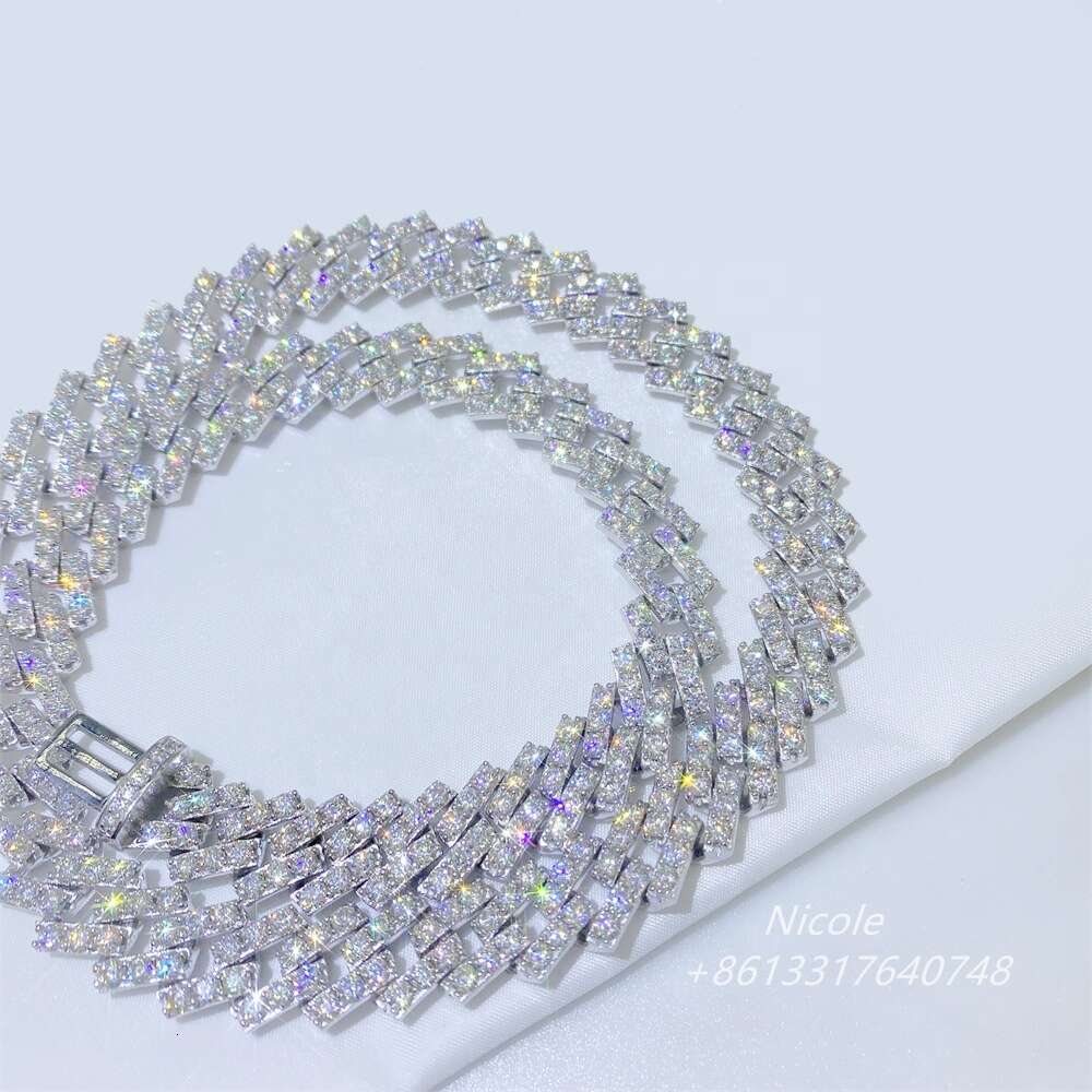 Hip Hop Jewelry Heavy Mens Moissanite Diamonds 22 Miami Cuban Link Chain Necklace 8mm Sterling Silver