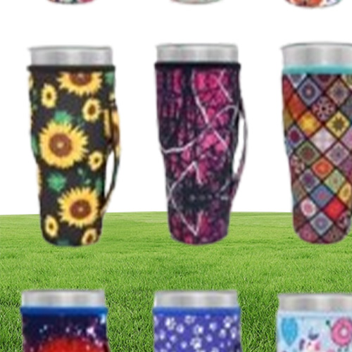 Drinkware Supplies Reusable Insulator Iced Coffee Cup Sleeves Neoprene Cover Drinks Sleeve Holder with Handle for 30oz Tumbler Cup