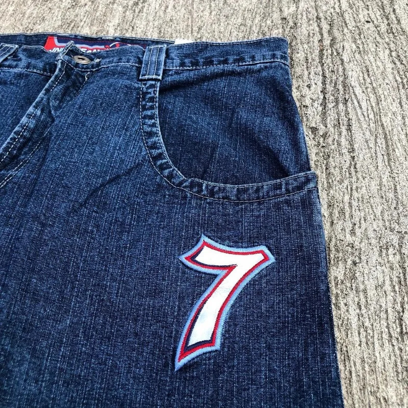 Men clothing JNCO Baggy Jeans Y2K Hip Hop Embroidered high quality jeans vintage streetwear Goth men women Casual wide leg jeans 240429