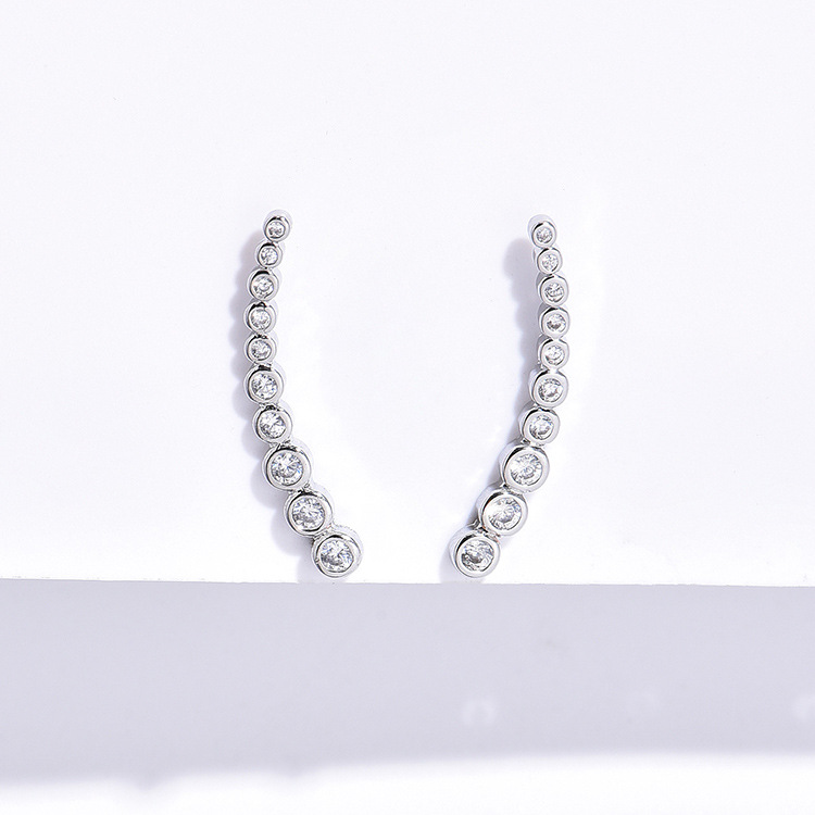 Clip-On Earrings: 5A Cubic Zirconia Round-Cut White Dia Sier Jewelry