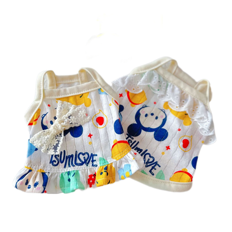 Shirt Puppy Skirt Cute Doggie Dress Summer Clothes Dog Apparel for Small Dogs and Cats Tiny Teacup Poodle 7 Color Wholesale XXXS Y118