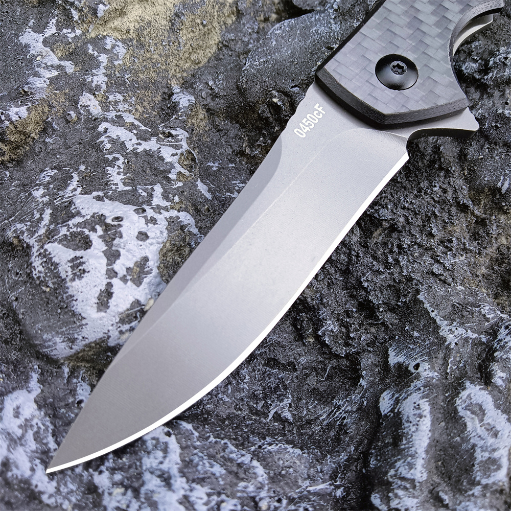 Tactical Folding Knife in DLC C Blade Carbon Fiber Titanium Handle EDC Survival Tool