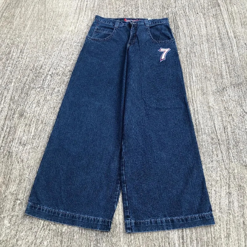 Men clothing JNCO Baggy Jeans Y2K Hip Hop Embroidered high quality jeans vintage streetwear Goth men women Casual wide leg jeans 240429
