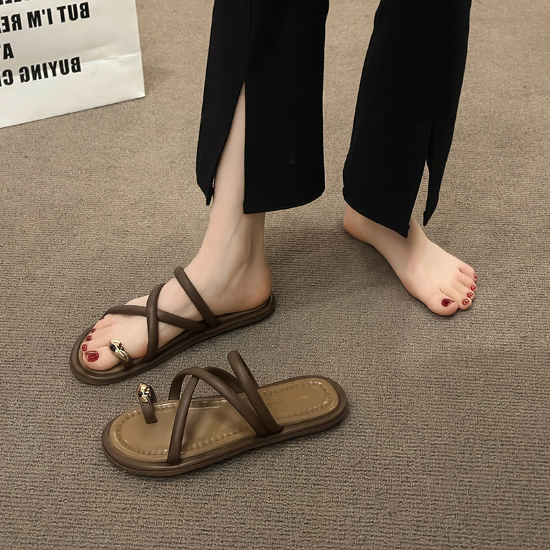 for Toe outerwear fitting women's 2024 summer new style with flat and soft bottomed sandals Lhshoe sals